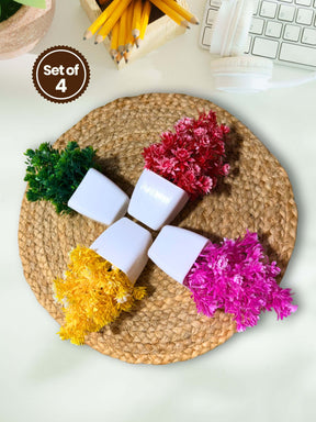 Mini Planters & Pots with Colorful Artificial Plants for Desk (Set of 4)