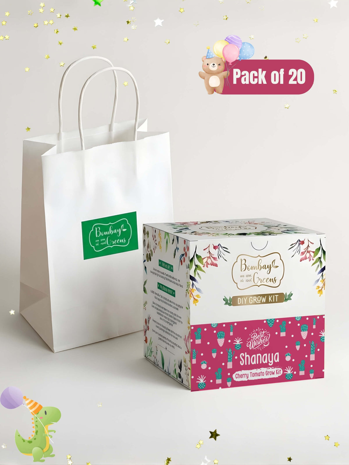 DIY Red Cherry Tomatoes Gardening Kit (Pack of 20) - Customised Gifting