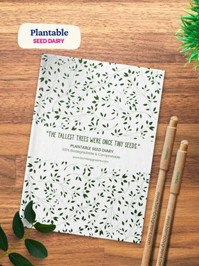 Green Calendar with Seed Pens, Seed Diary & Wooden Stand