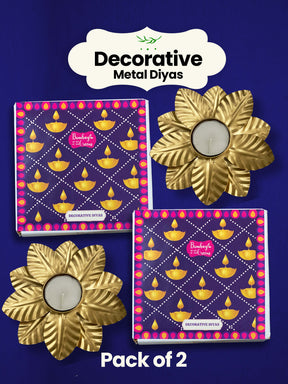 Decorative Metal Diya - Diwali Gift (Pack of 2)