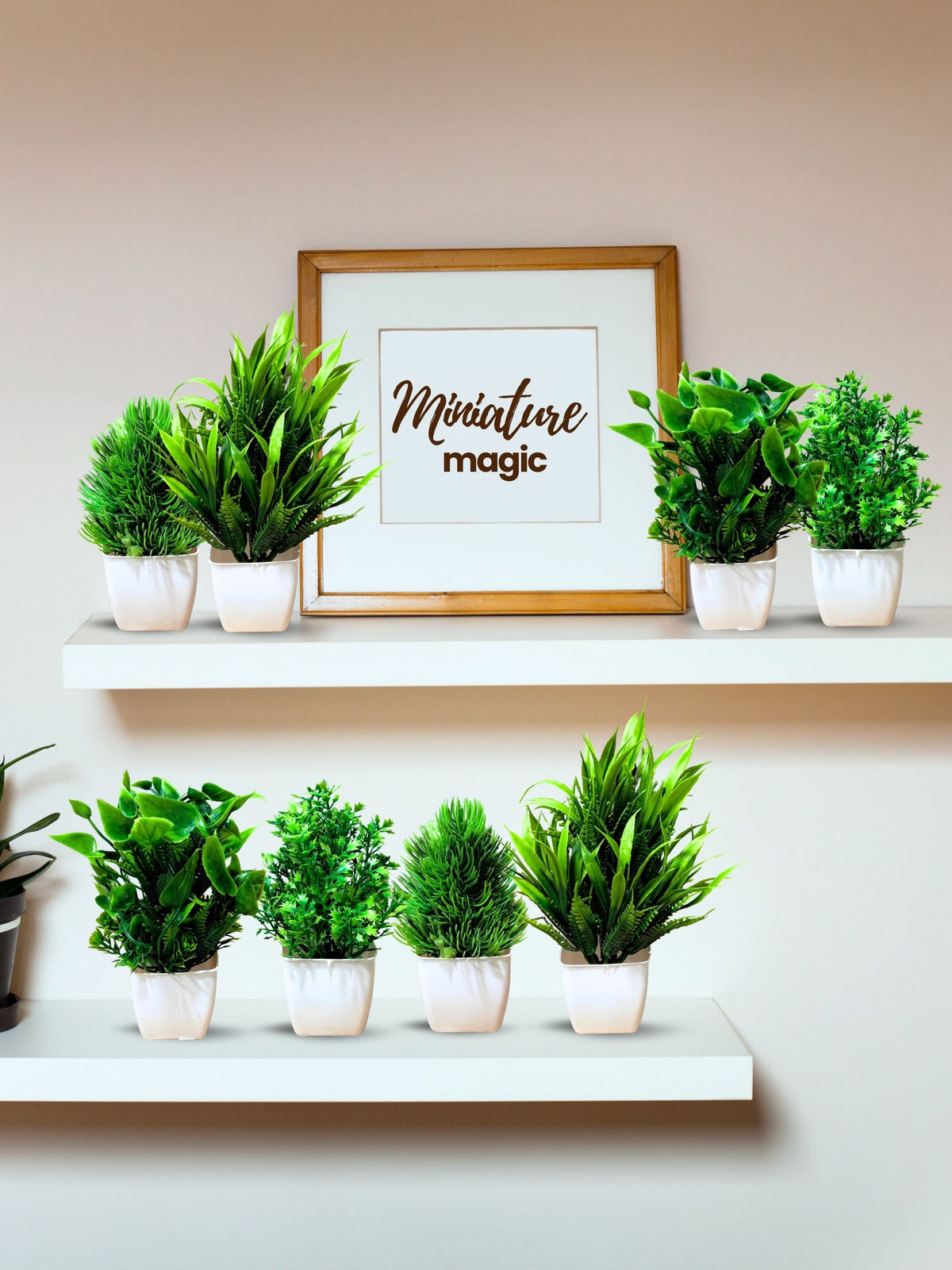 Mini Planters & Pots with Artificial Plants(Set of 8)