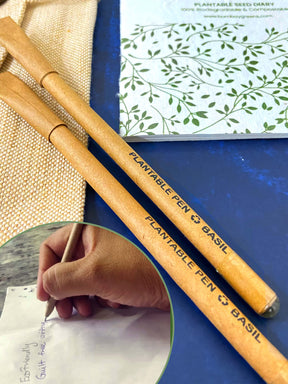 Plantable Stationery - Seed Diary, Seed Pens & Pencils in Jute Pouch