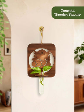 Ganesha Wooden Test Tube Planter - 1pc