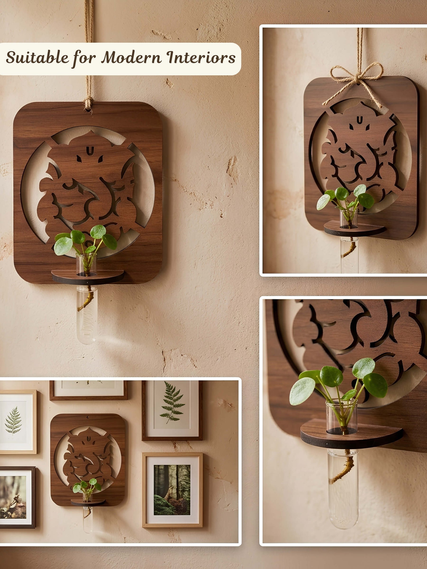 Ganesha Wooden Test Tube Planter - 1pc