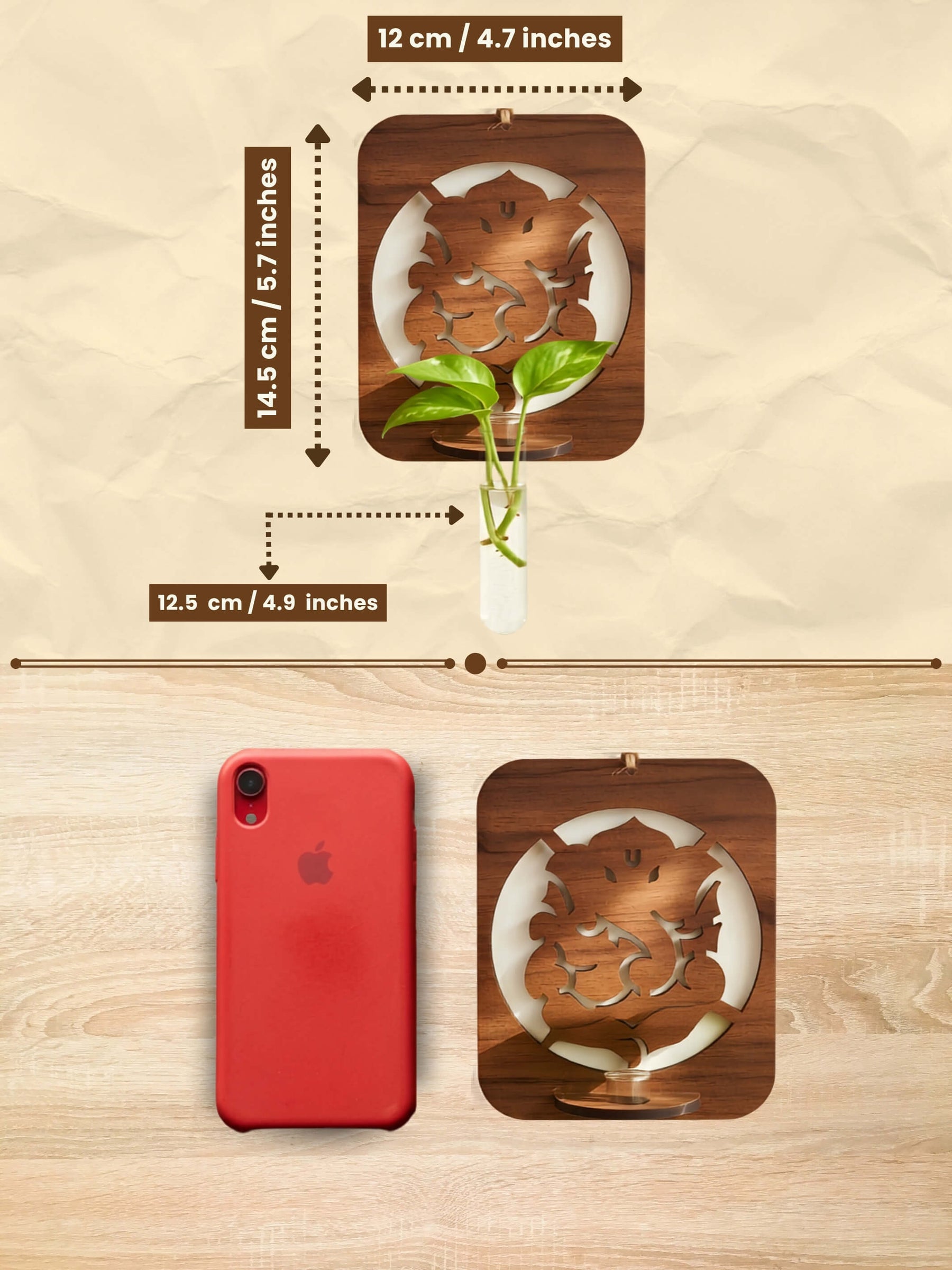 Ganesha Wooden Test Tube Planter - 1pc
