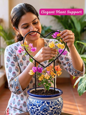 Heart-Shaped Metal Support Ring for Plants - Set of 2