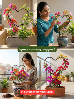 Heart-Shaped Metal Support Ring for Plants - Set of 2