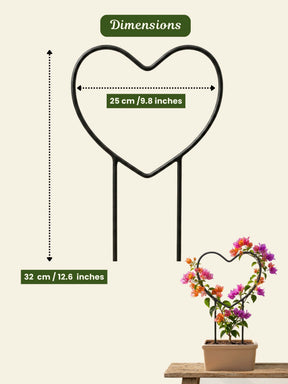 Heart-Shaped Metal Support Ring for Plants - Set of 2
