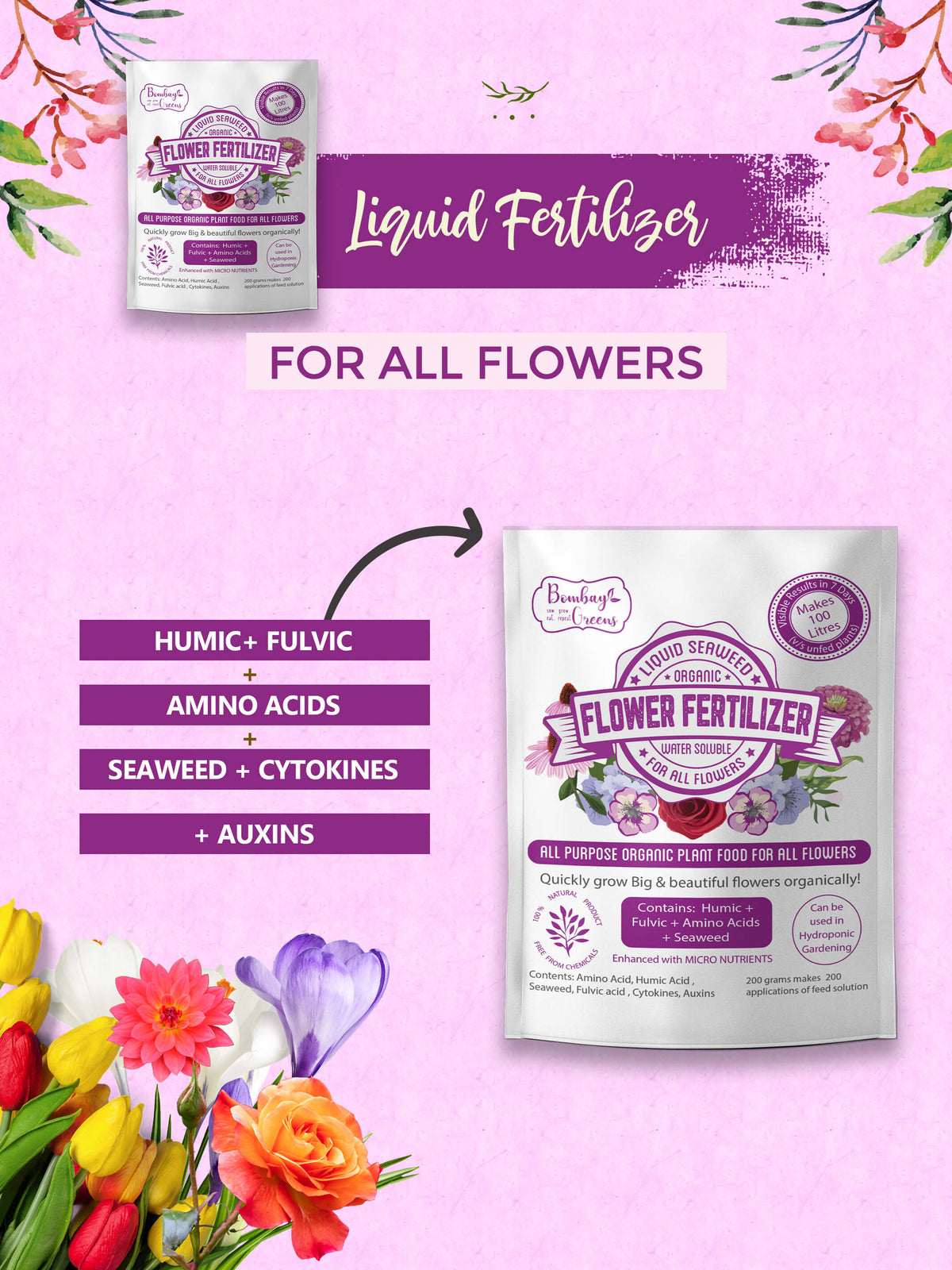 Flower Liquid Fertilizer + Indoor Plant Fertilizer-Combo