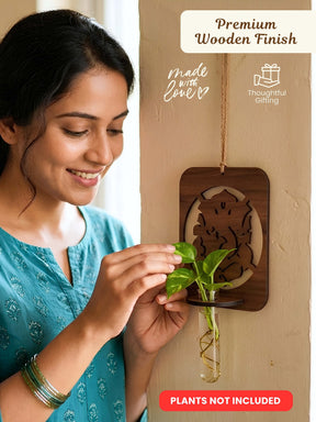 Laxmi Ganesh Wooden Test Tube Planters - Set of 2