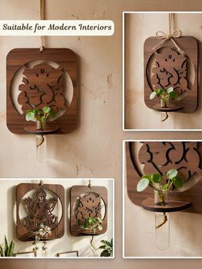 Laxmi Ganesh Wooden Test Tube Planters - Set of 2