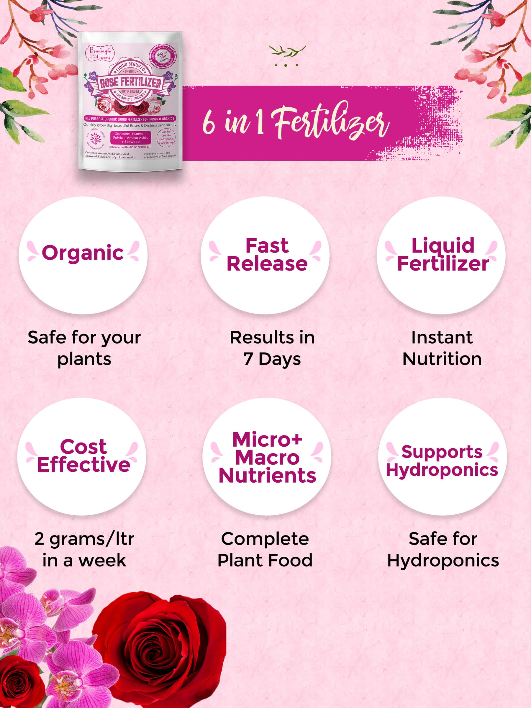 Liquid Fertiliser for Roses & Orchids - Features