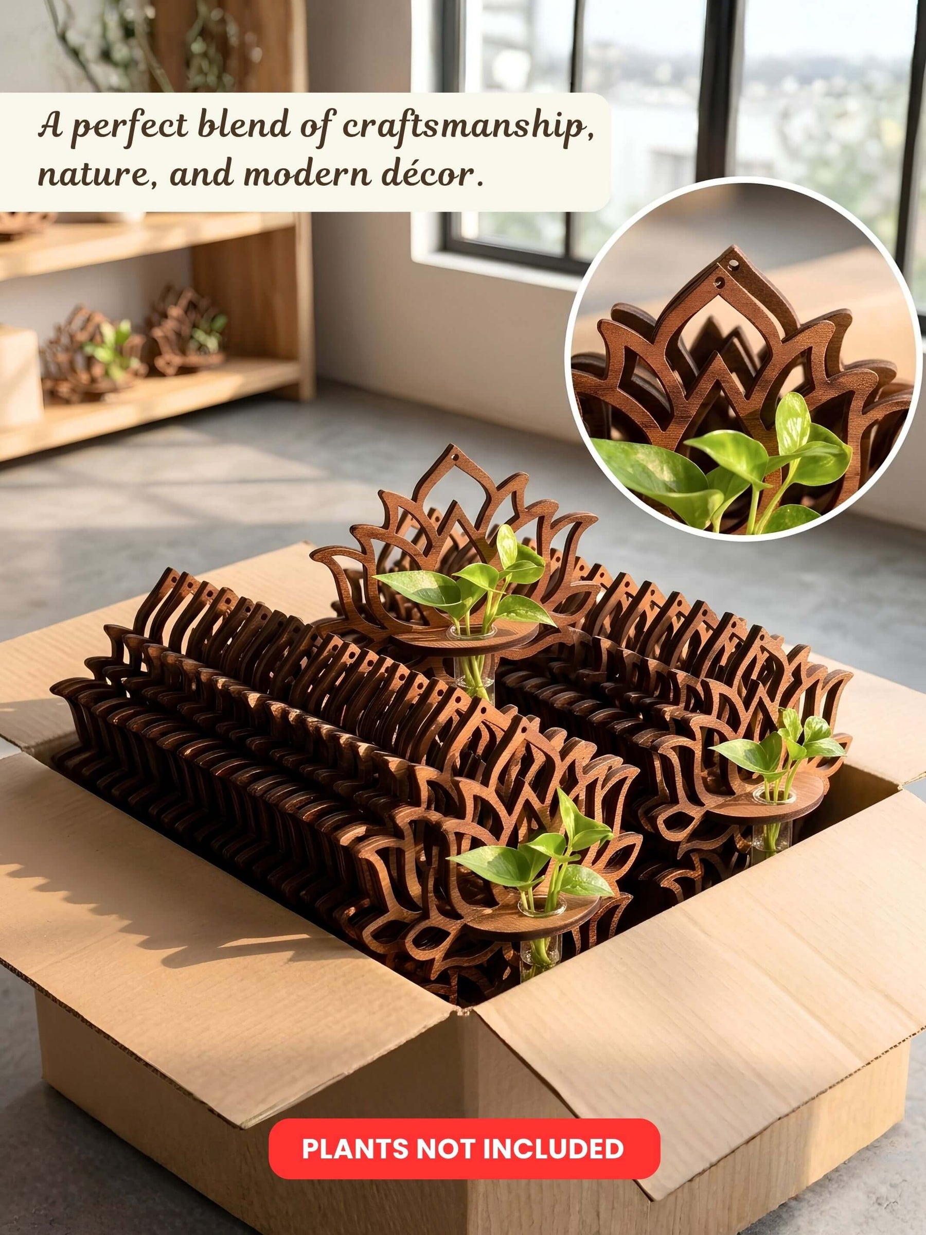 Wooden Lotus Test Tube Planter - 100 pcs