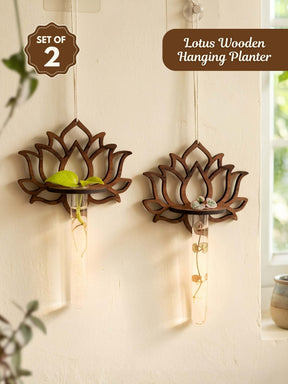 Wooden Lotus Test Tube Planter - Set of 2