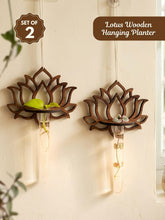 Wooden Lotus Test Tube Planter - Set of 2