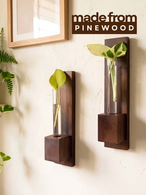Test Tube Wall Planter with Wooden Holder (set of 2)