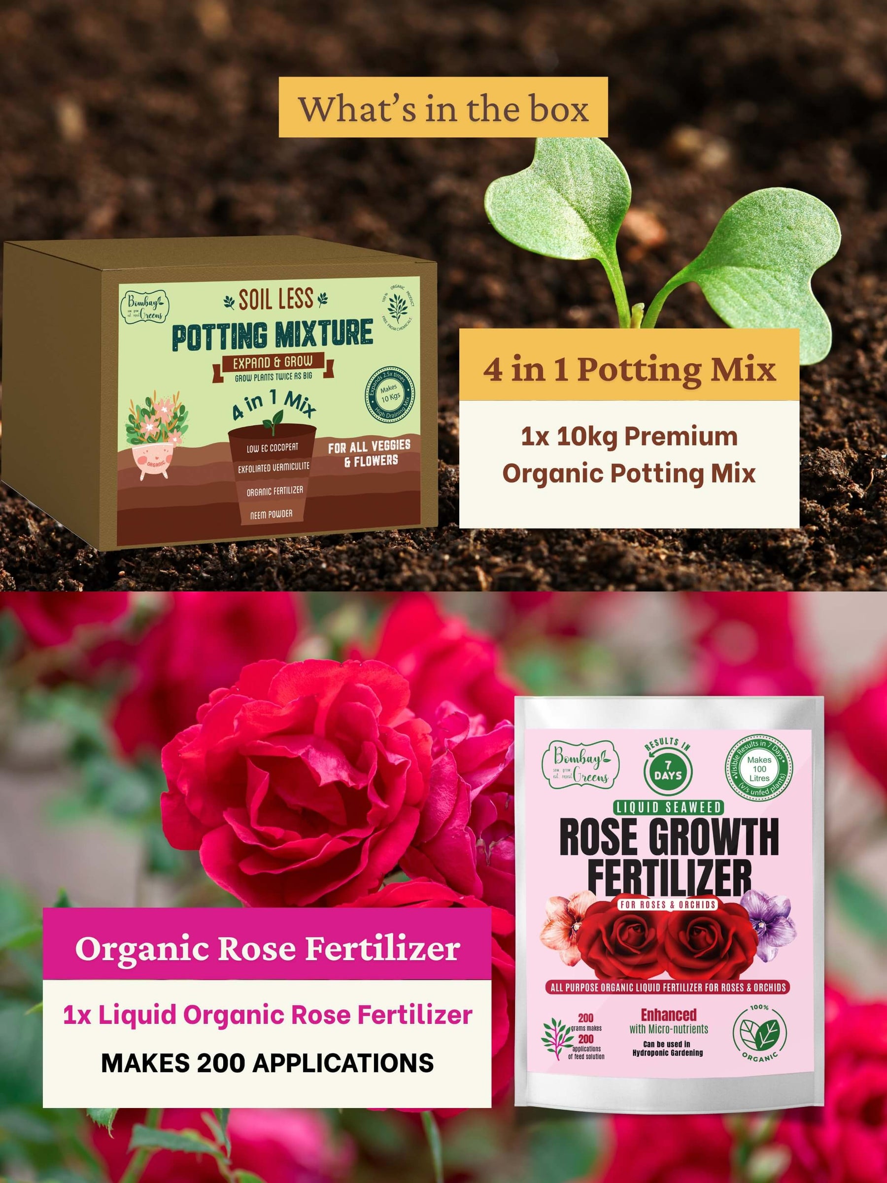 Organic 4-in-1 Soil-Less Potting Mix with Cocopeat, Vermiculite, Neem Powder & Natural Fertilizer