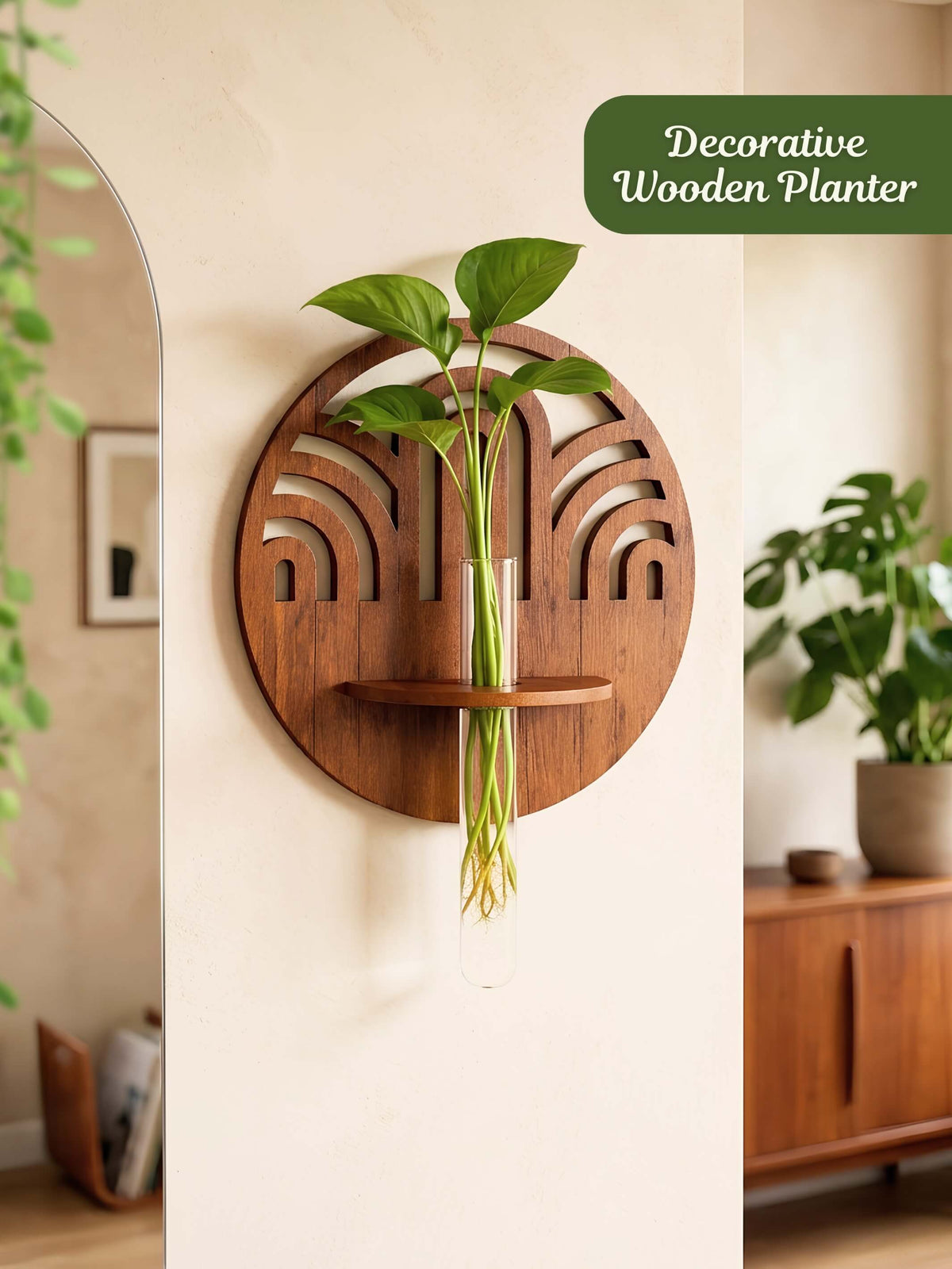 Decorative Wooden Wall Planter - 1 pc