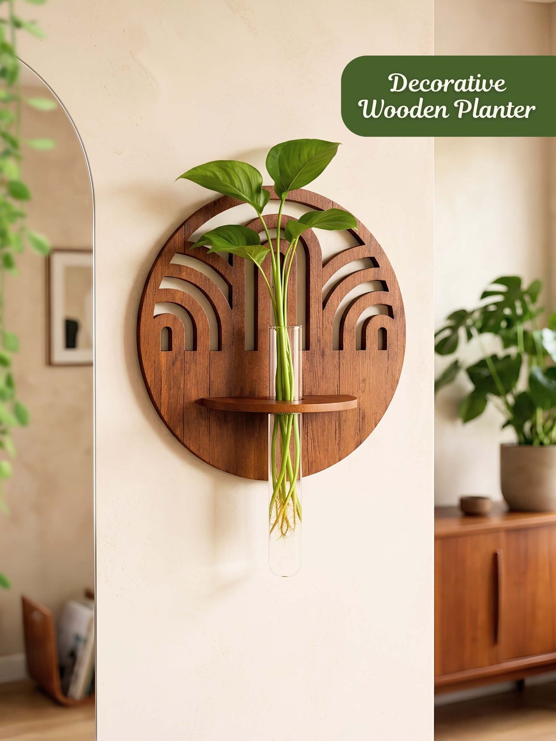 Decorative Wooden Wall Planter - 1 pc