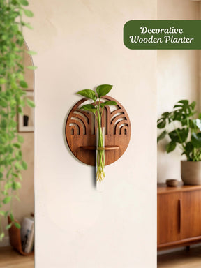 Decorative Wooden Wall Planter - Pack of 1