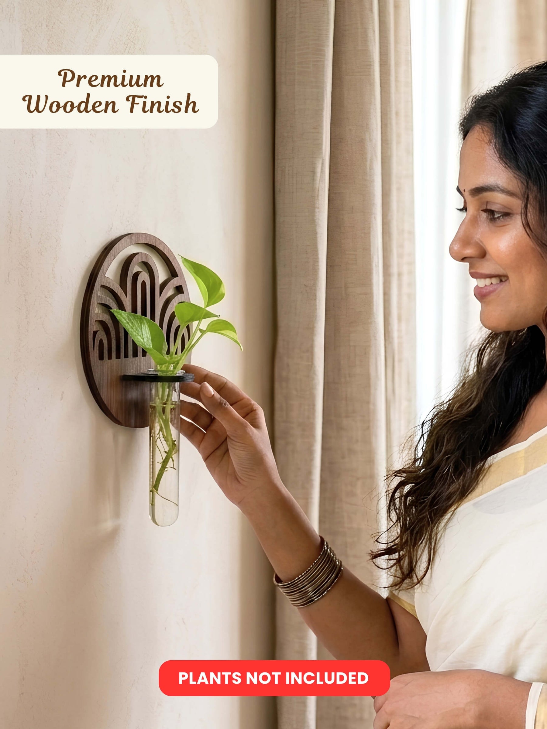 Decorative Wooden Wall Planter - 1 pc