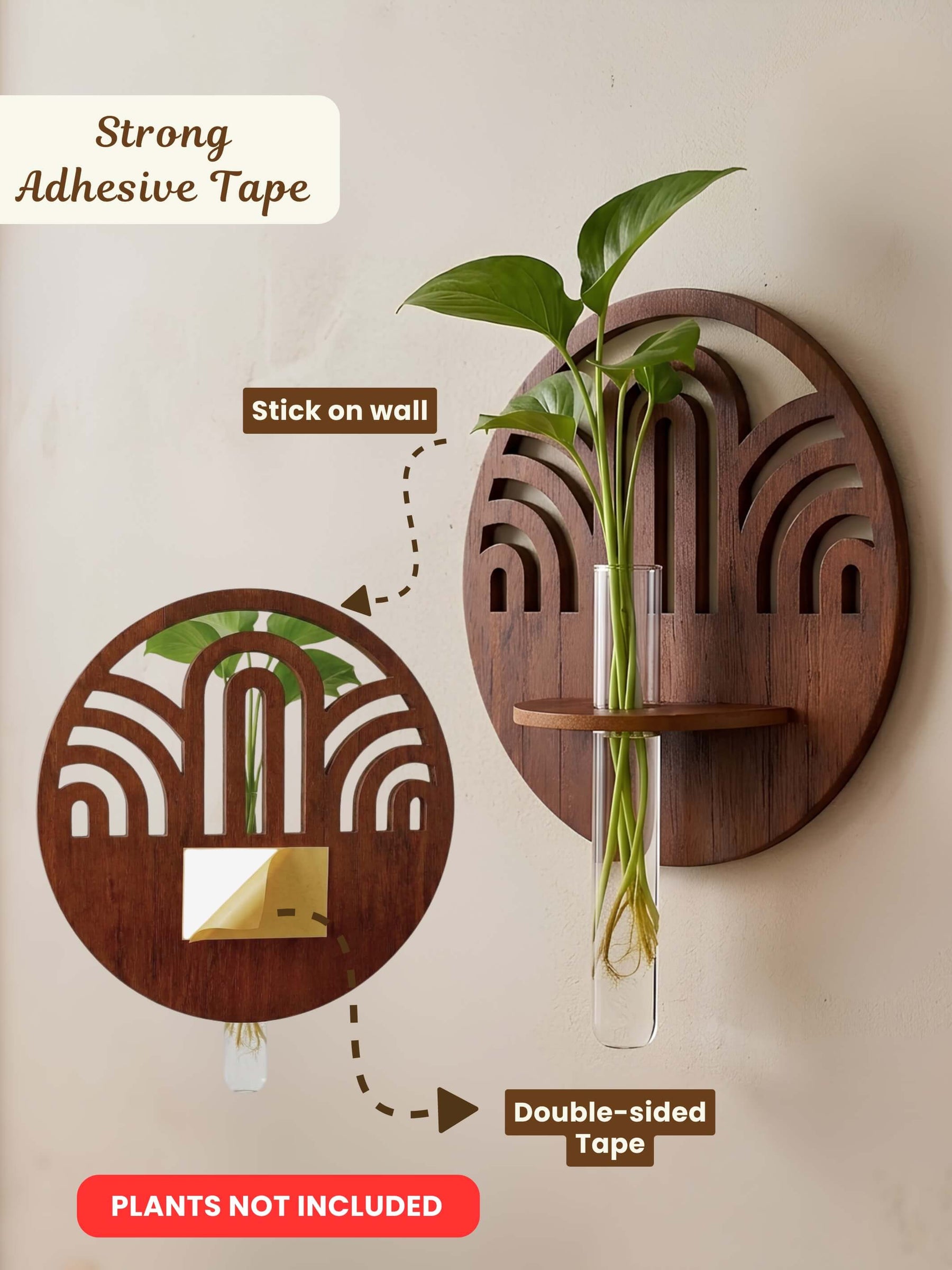 Decorative Wooden Wall Planter - 1 pc