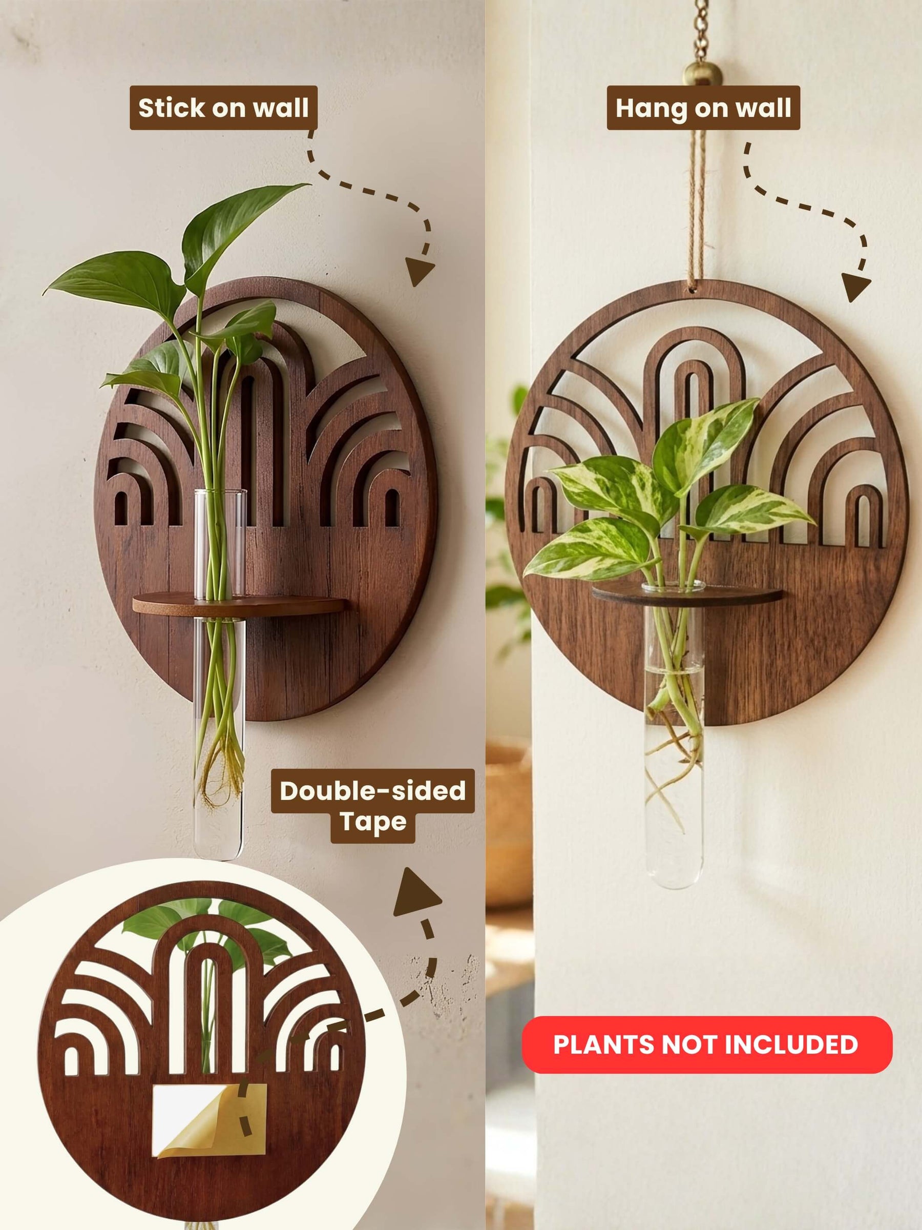 Decorative Wooden Wall Planter - 1 pc
