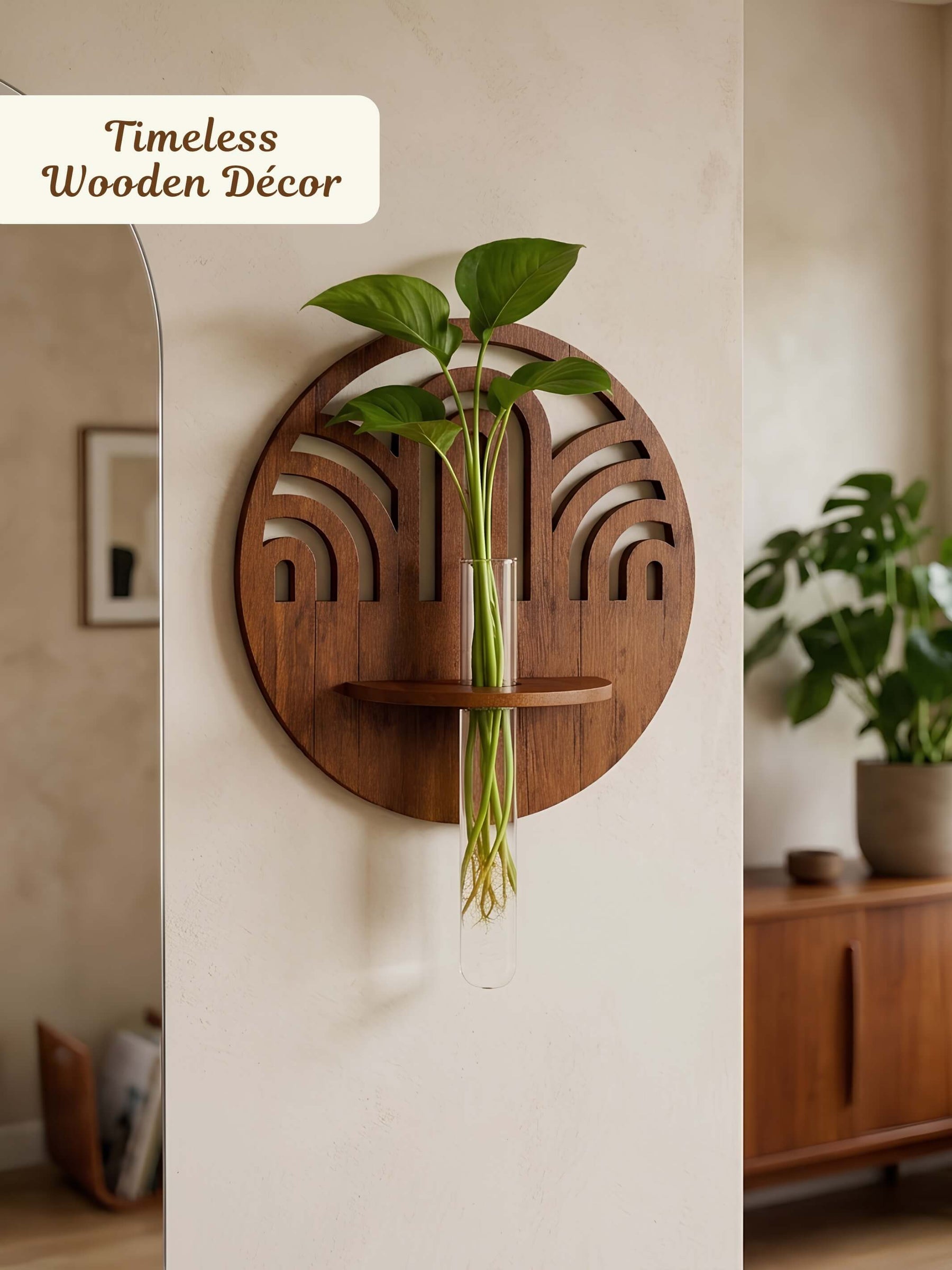 Decorative Wooden Wall Planter - 1 pc