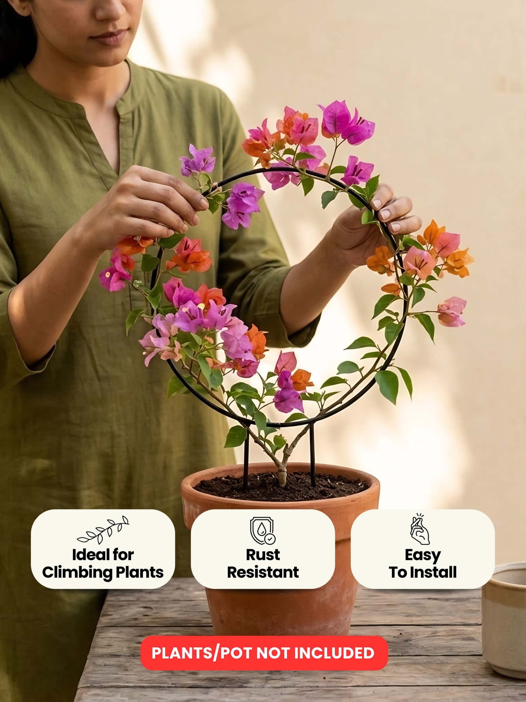Round Metal Support Ring for Plants - Set of 2