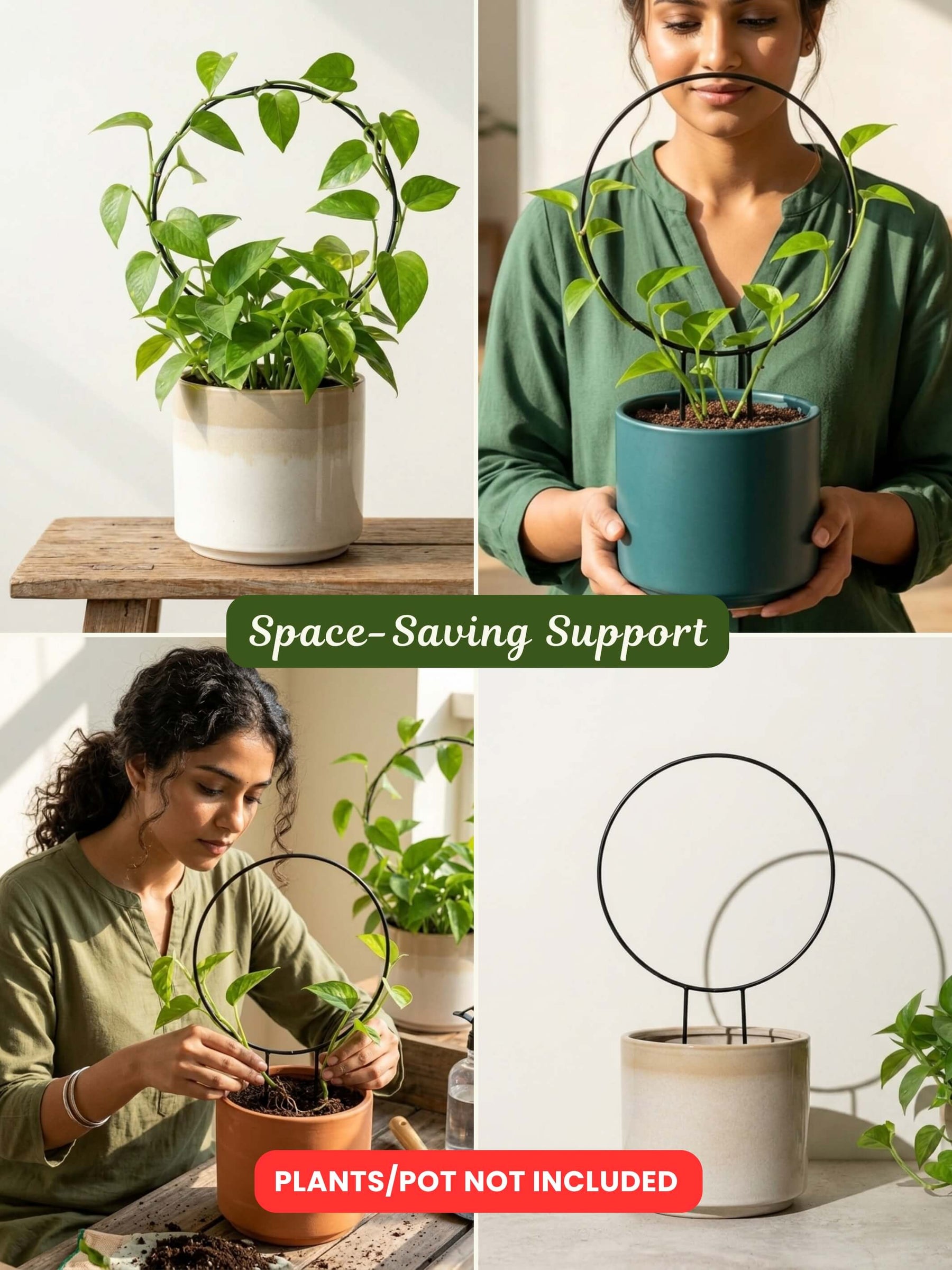 Round Metal Support Ring for Plants - Set of 2