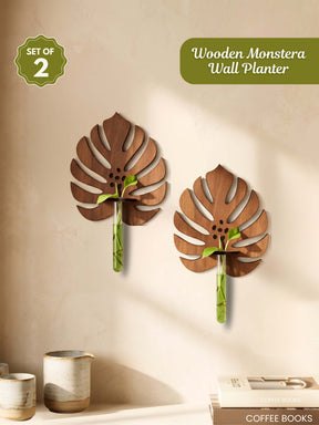 Wooden Monstera Wall Planter - 2 pcs