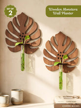 Wooden Monstera Wall Planter - 2 pcs
