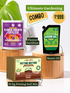 Beginners Kit for Gardening - Organic Soil, Fertilizer, Neem Oil
