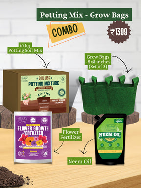 Beginners Kit for Gardening - Organic Soil, Fertilizer, Neem Oil