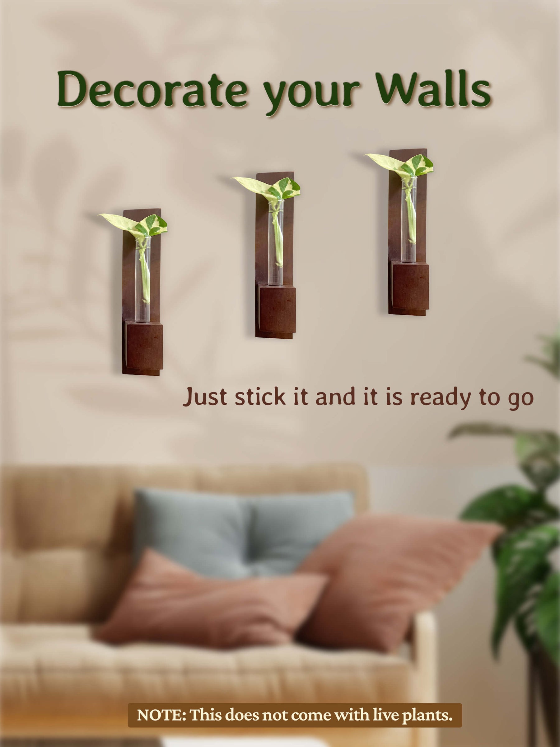 Test Tube Wall Planter with Wooden Holder (set of 2)