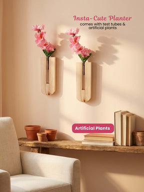 Wooden Wall Planter with Test Tube