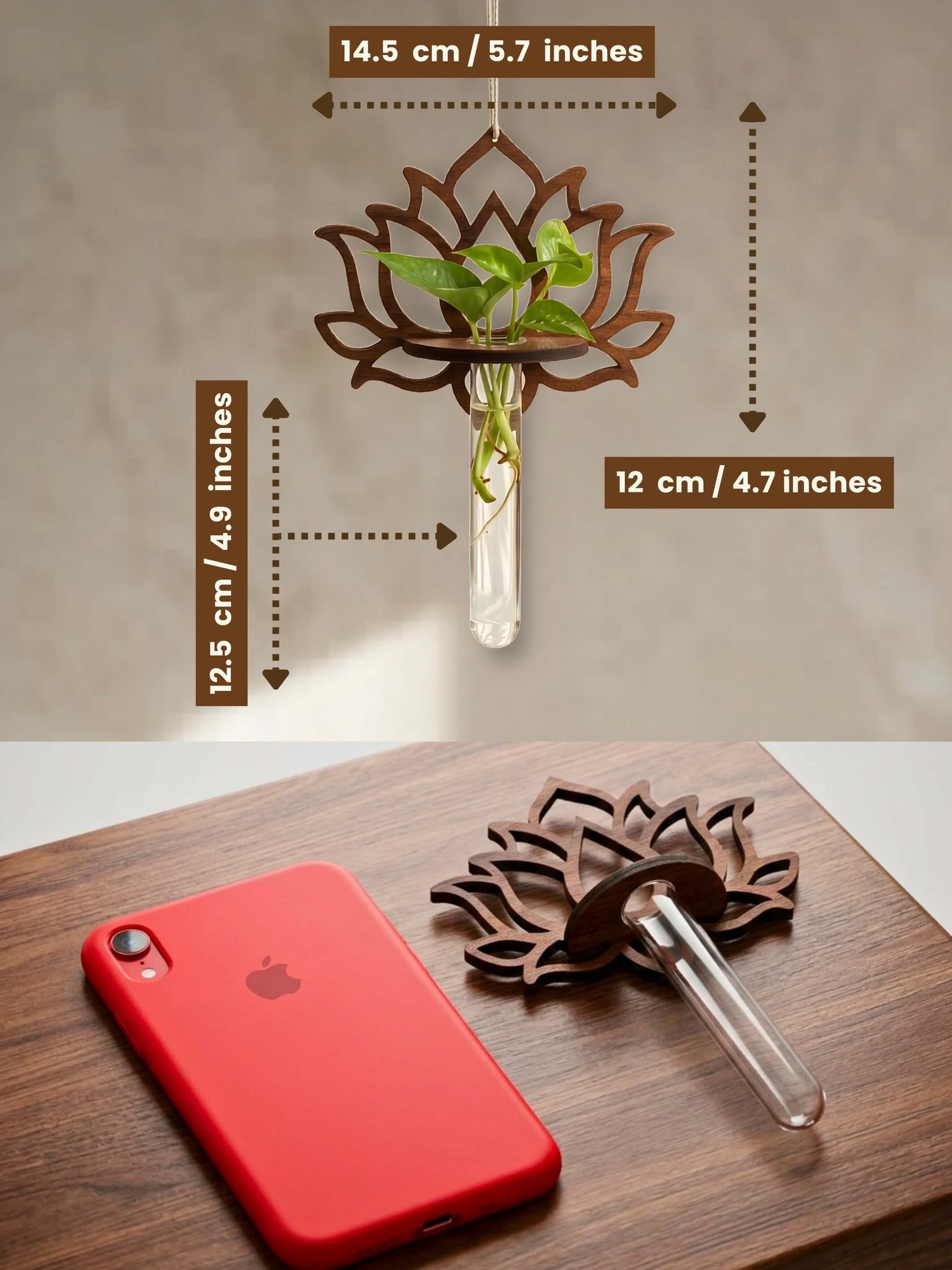 Wooden Lotus Test Tube Planter