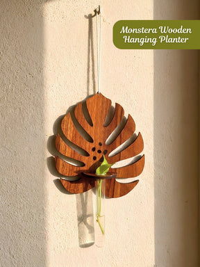 Wooden Monstera Test Tube Planter