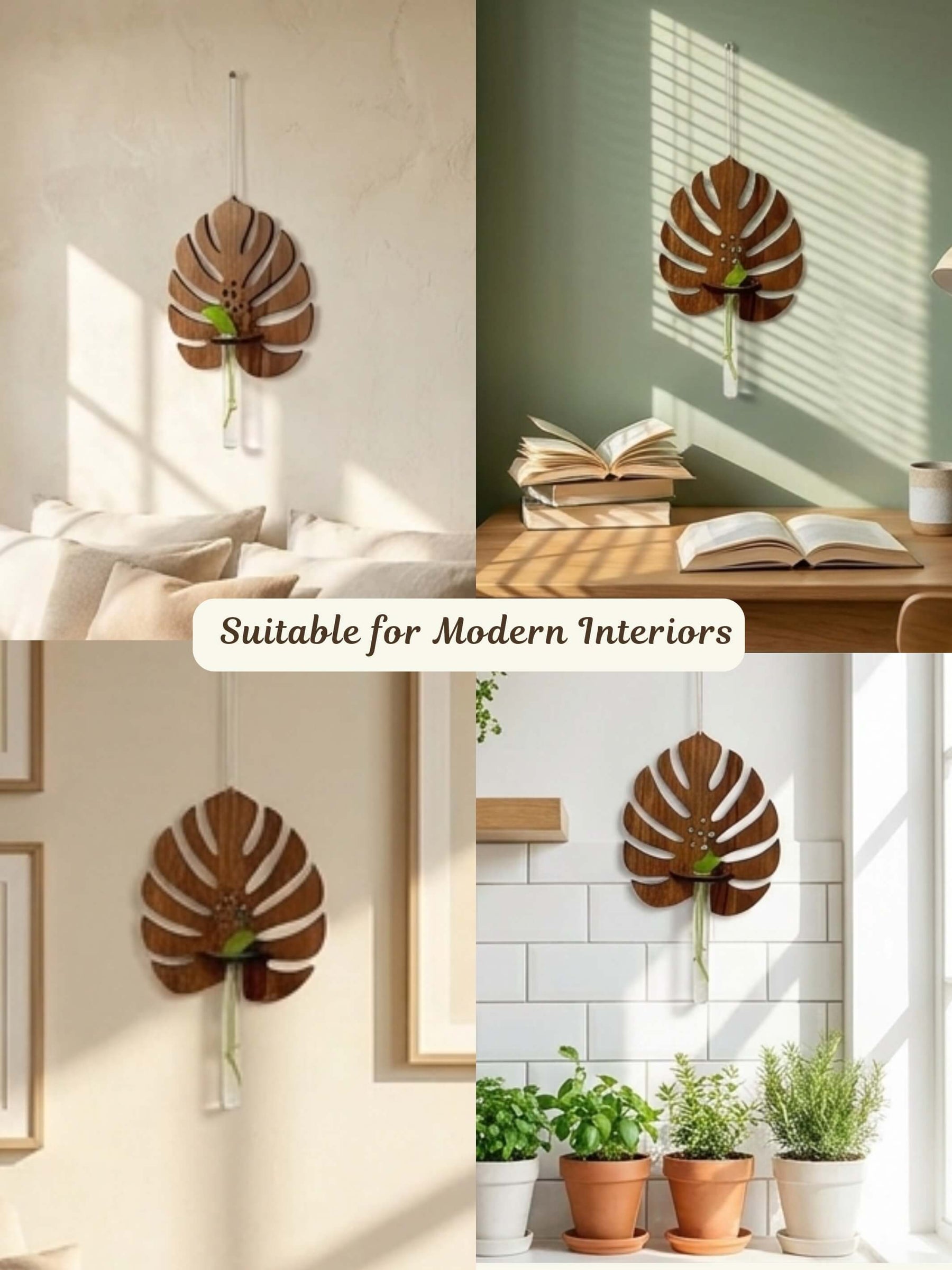 Wooden Monstera Test Tube Planter