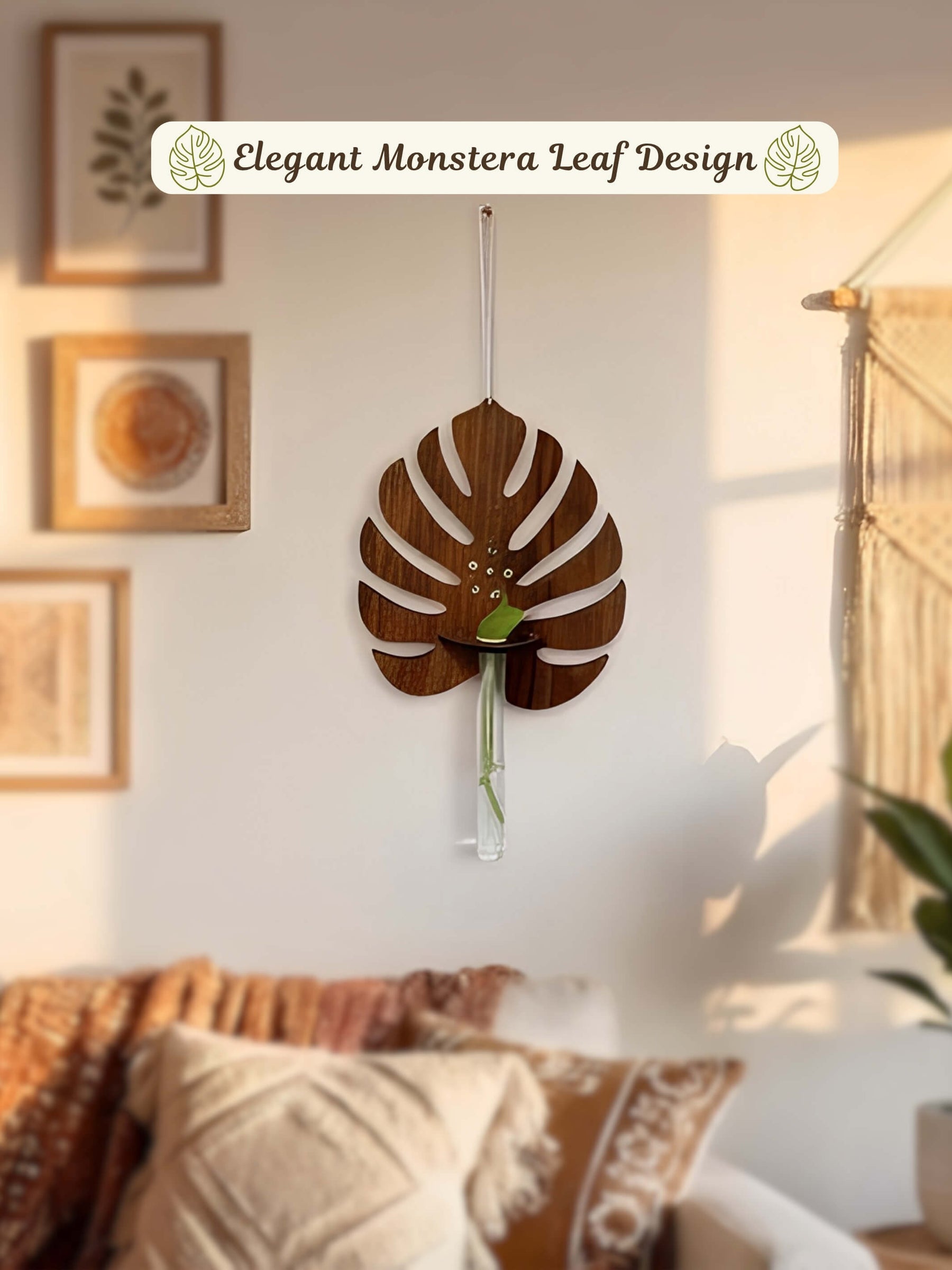 Wooden Monstera Test Tube Planter