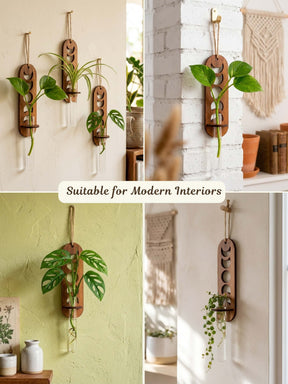 Moon Phase Wooden Wall Planter - 1 pc