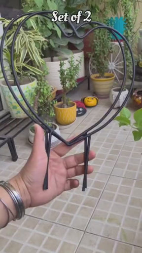 Heart-Shaped Metal Support Ring for Plants - Set of 2