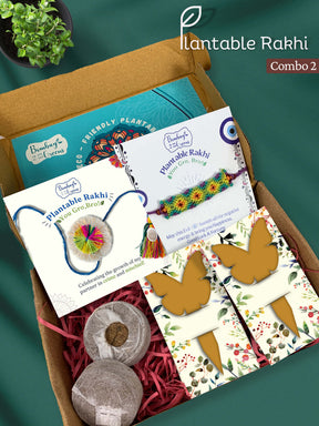 Seeds Rakhi Gift Kit- Duo Set (Rainbow Flower + Evil Eye)