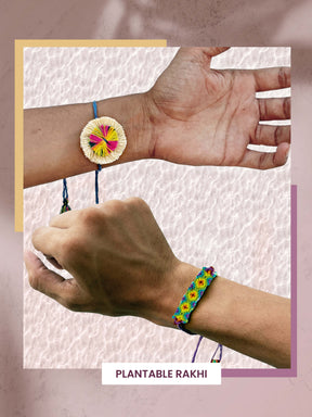 Seeds Rakhi Gift Kit- Duo Set (Rainbow Flower + Evil Eye)