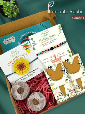 Seeds Rakhi Gift Kit- Duo Set (Yellow Blossom + Braided)