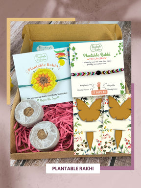 Seeds Rakhi Gift Kit- Duo Set (Yellow Blossom + Braided)