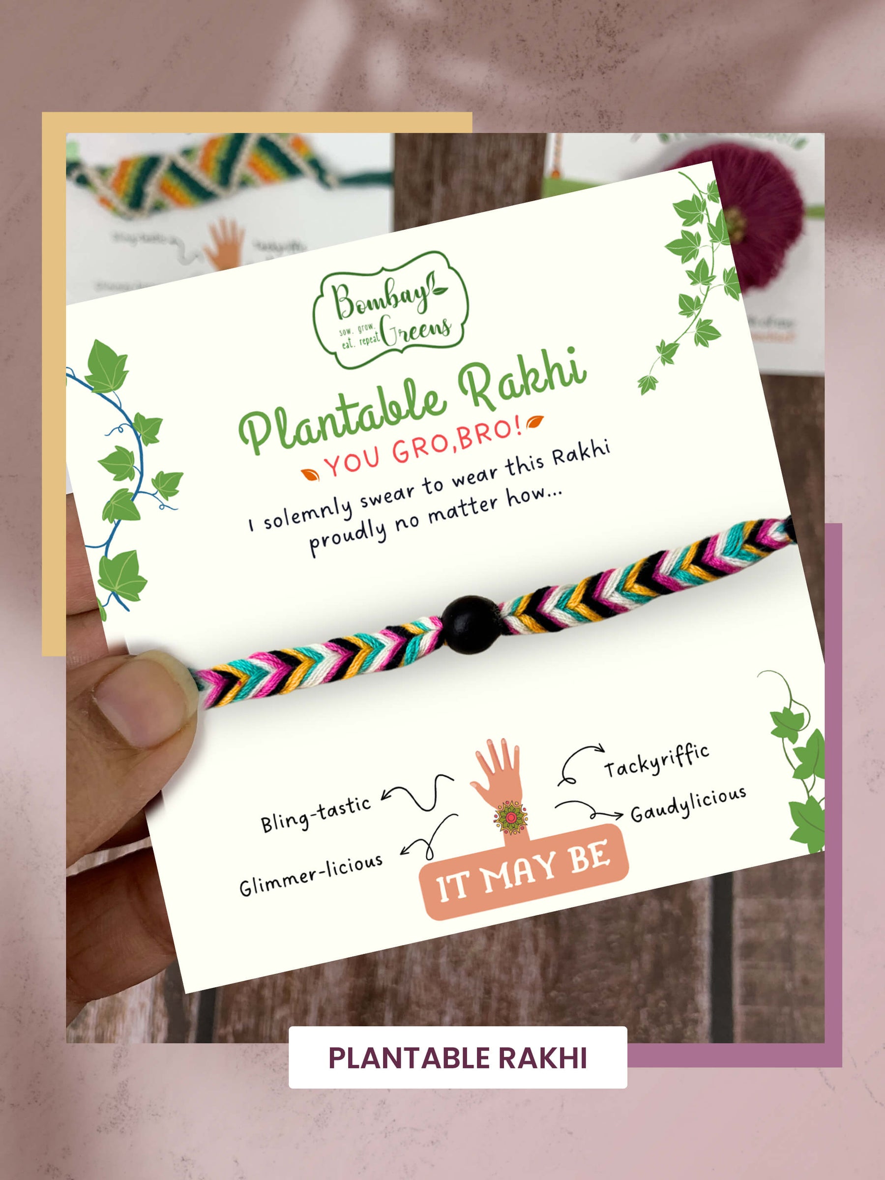 Seeds Rakhi Gift Kit- Duo Set (Yellow Blossom + Soapnut feathers)