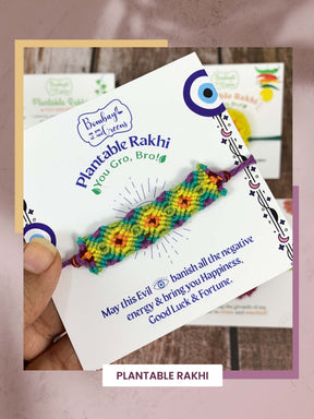 Seed Rakhi Gift Kit- Duo Set (Blooming Flower + Evil Eye)