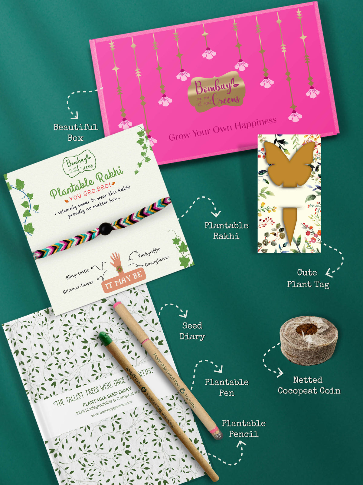 Seeds Rakhi Gift Hamper - (Braided + Seeds Diary)