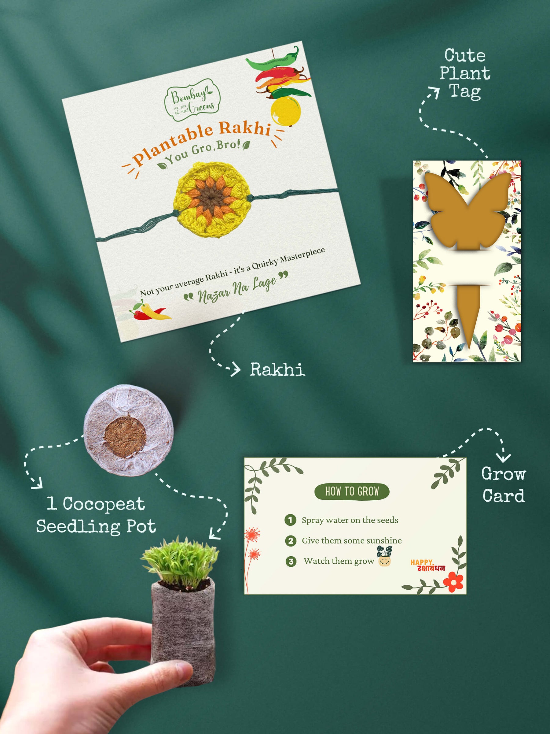 Plantable Rakhi Set- Yellow Blossom